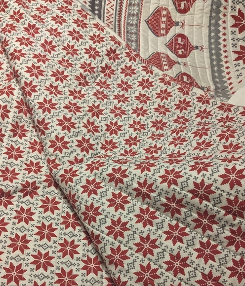 Silent Night Full Queen Luxury Christmas Quilt Red And White Fair Isle Festive - Picture 6 of 7